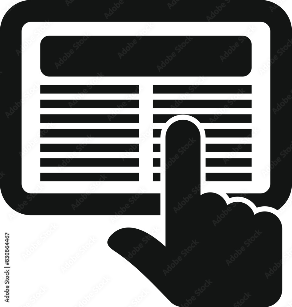 Poster simple black and white touchscreen gestures icon representing intuitive touchpoint interaction techn