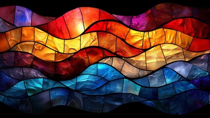 Stained Glass Window Featuring Wave Pattern