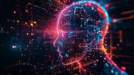 Digital Art of Futuristic AI Technology