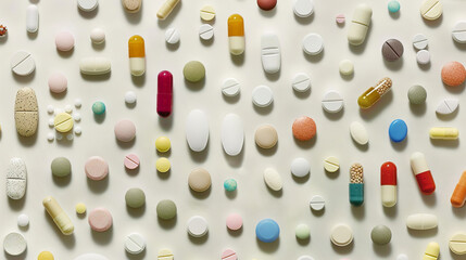 Pills and capsules as background 