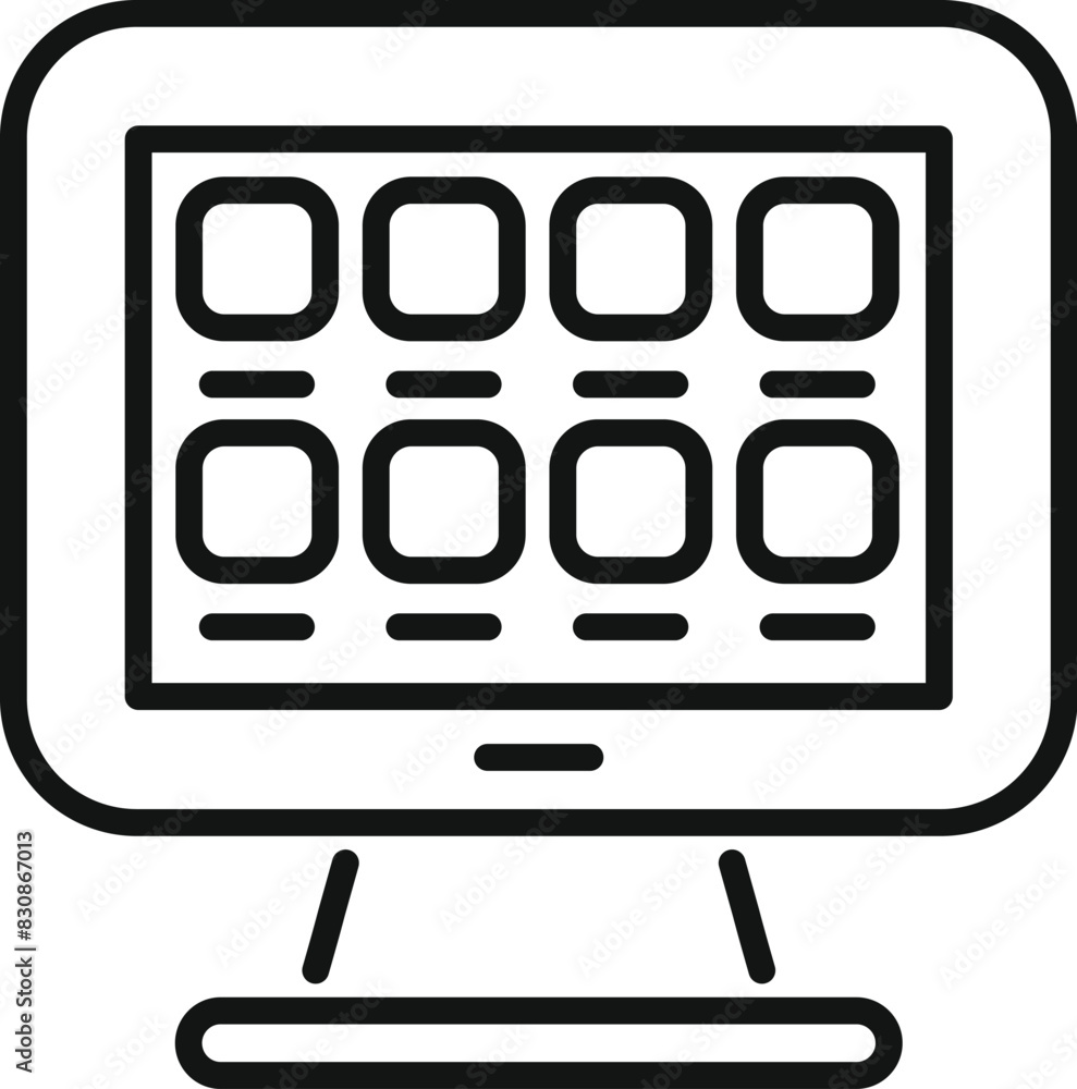 Poster minimalistic line drawing of a desktop computer screen