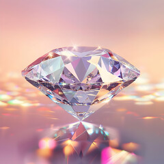 Close-up of a beautiful diamond with pink background.