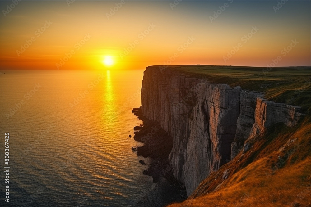 Canvas Prints beautiful sunset view from the cliff generative ai