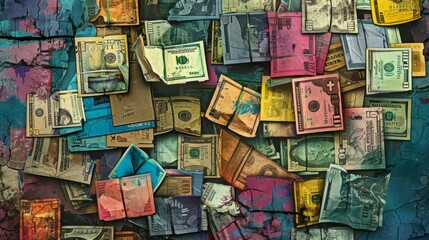 Colorful money background.