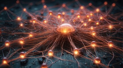 Complex digital web of interconnected nodes and circuits
