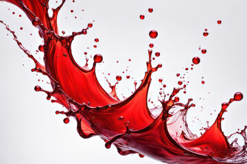 Dynamic Red Water Splash Isolated on White Background - Vivid Crimson Splash Art - Generative Ai 