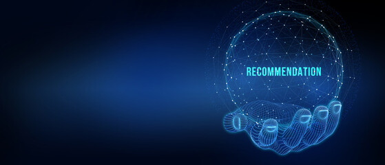 Business, Technology, Internet and network concept. The word Recommendation on the virtual screen. 3d illustration