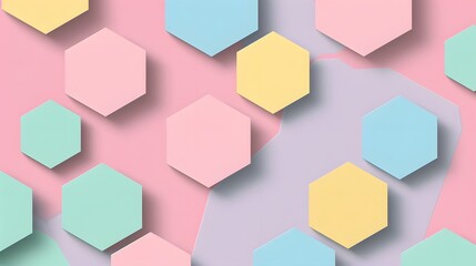 Obraz premium Modern Geometric Background with Hexagons in Pastel Pink and Blue Shades for Creative Projects