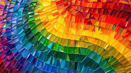 A vibrant 3D mosaic of rainbow hues embodying LGBTQ