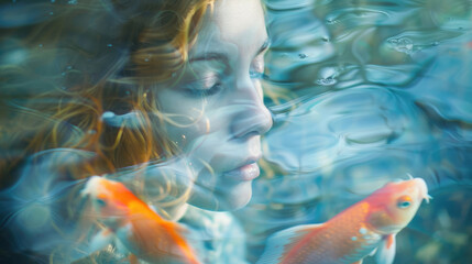 Beautiful girl in the image of the zodiac signs of fish