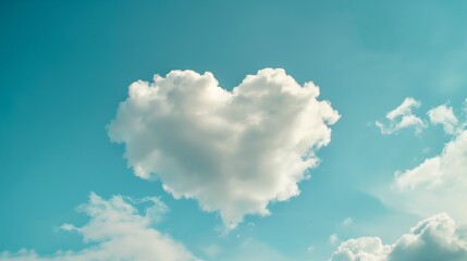 heart shaped cloud in blue sky background