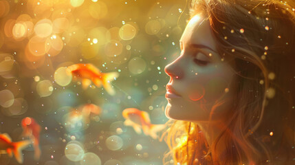 Beautiful girl in the image of the zodiac signs of fish