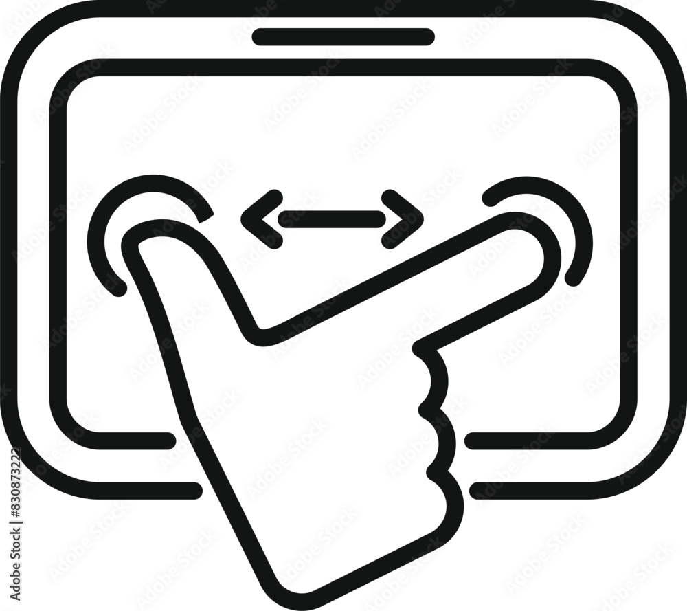 Poster linear touchscreen hand gesture icon illustration for interactive technology and digital interface w