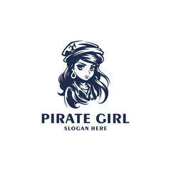 Pirate girl logo vector illustration