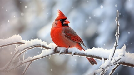 Majestic Red Cardinal in a Winter Wonderland - Capturing the Vibrant Beauty of Nature