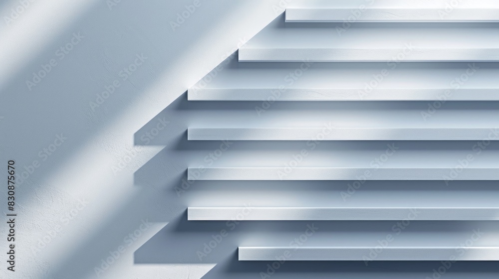 Poster white stairs with shadows, perfect for architectural design projects