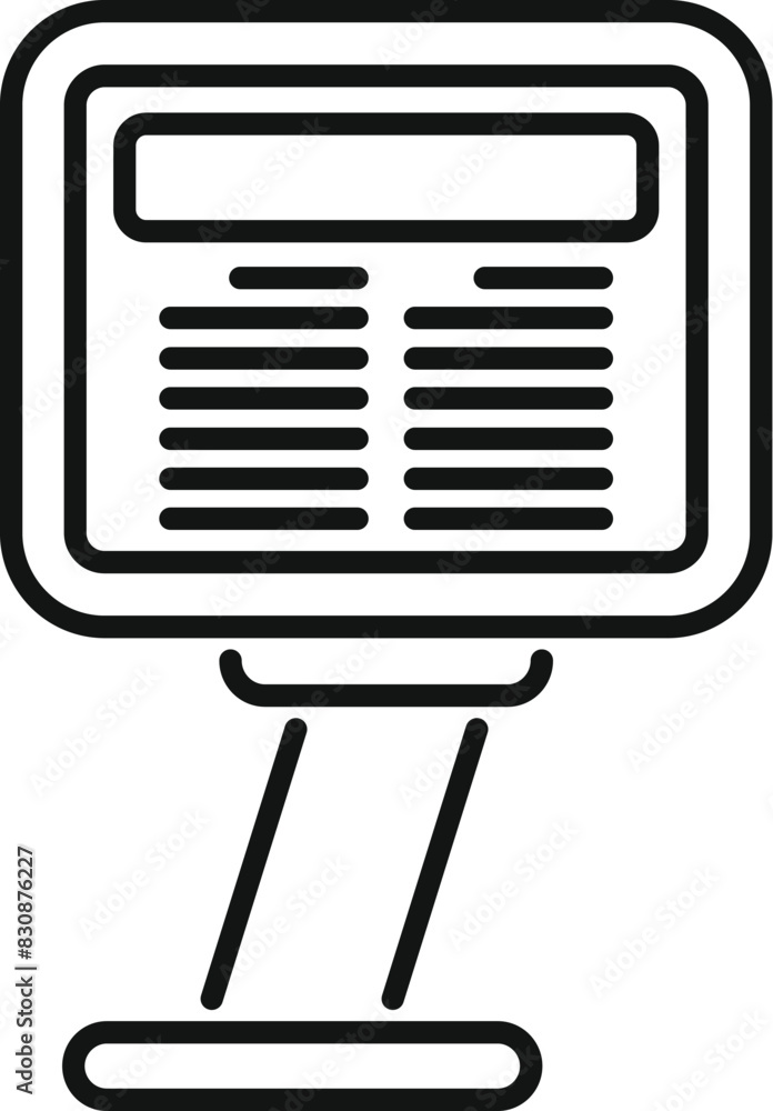 Poster vector outline of a computer screen, minimalist line drawing suitable for icons and logos
