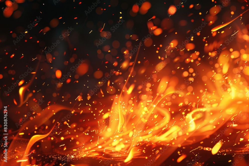 Aufkleber A detailed view of a fire against a dark backdrop. Suitable for various design projects