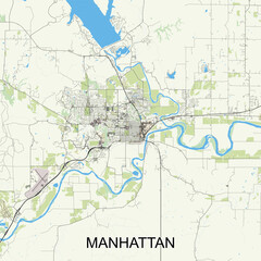 Obraz premium Manhattan, Kansas, United States map poster art
