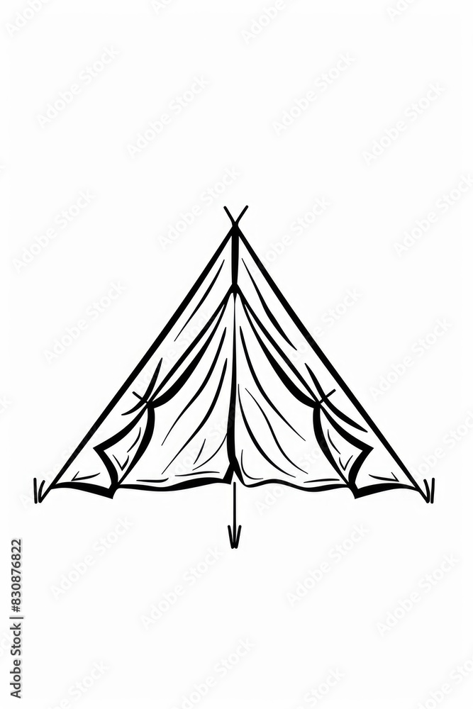 Poster simple black and white drawing of a tent. suitable for various design projects