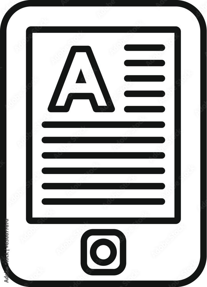 Poster vector illustration of a digital ereader icon in minimalist line art style. depicting a modern techn