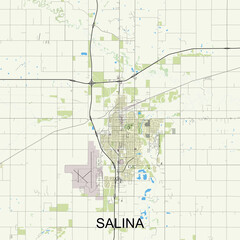 Obraz premium Salina, Kansas, United States map poster art