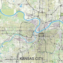 Obraz premium Kansas City, Kansas, United States map poster art