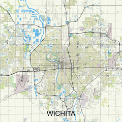 Wichita, Kansas, United States map poster art