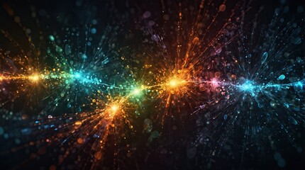 Fototapeta premium Colorful abstract background with layered digital circuits and data pathways