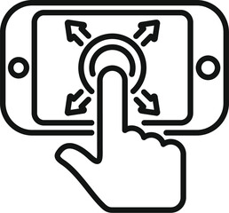 Simple and modern mobile touchscreen interface icon for smartphone interaction and digital user experience illustration