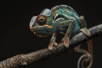 Obraz premium Chameleon perched on branch, suitable for nature themes