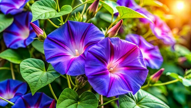 Floral background with purple morning glory