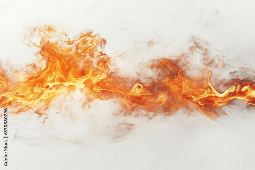 Poster A close-up view of a fire on a white surface. Suitable for various design projects
