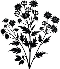 Charming Wildflower Silhouette Vector Illustration