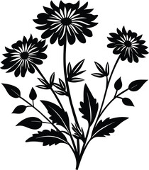 Charming Wildflower Silhouette Vector Illustration