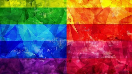 A vibrant abstract design of a rainbow flag