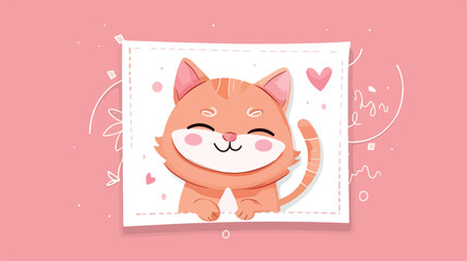 Diary sticker concept. Decoration with cute red smili