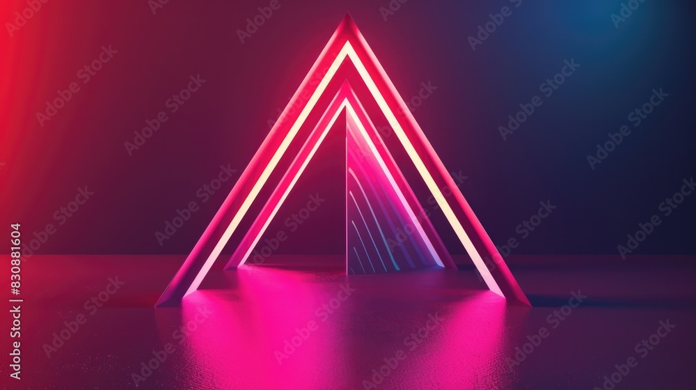Aufkleber A triangle shaped object with neon lights, suitable for futuristic concepts