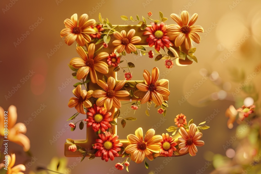 Poster close-up of flowers on a branch, ideal for nature concepts