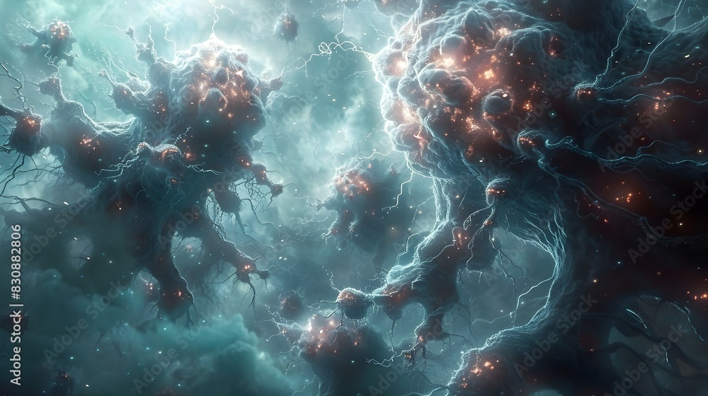 Poster captivating cosmic collision explosive galactic fusion of luminous interstellar energies