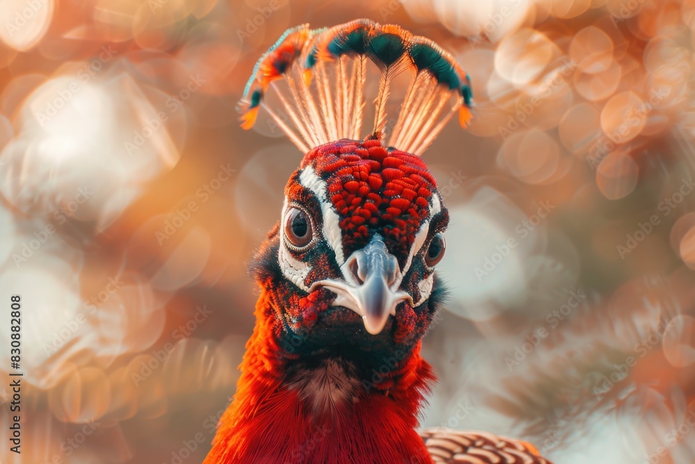 Aufkleber close-up view of a bird with feathers on its head. suitable for nature and wildlife themes