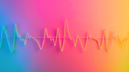 Heart pulse line wave frequency with colorful background copy space for text