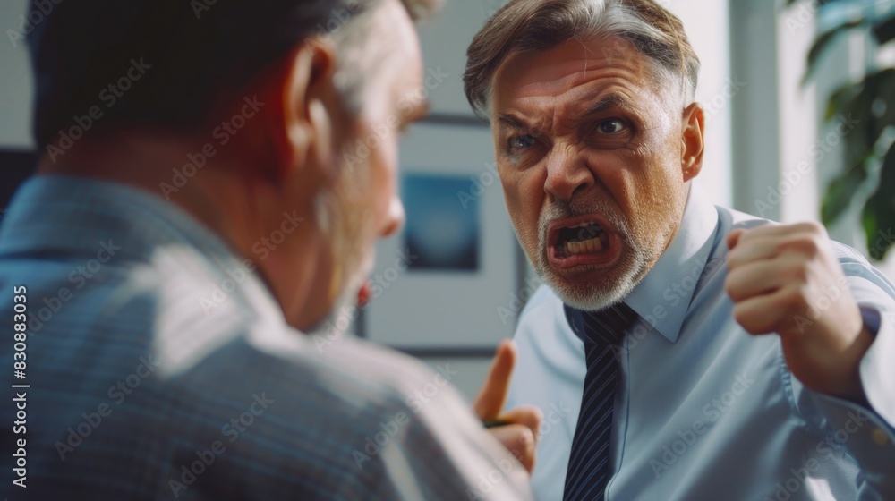 Poster two men in business attire pointing at each other, suitable for corporate and teamwork concepts