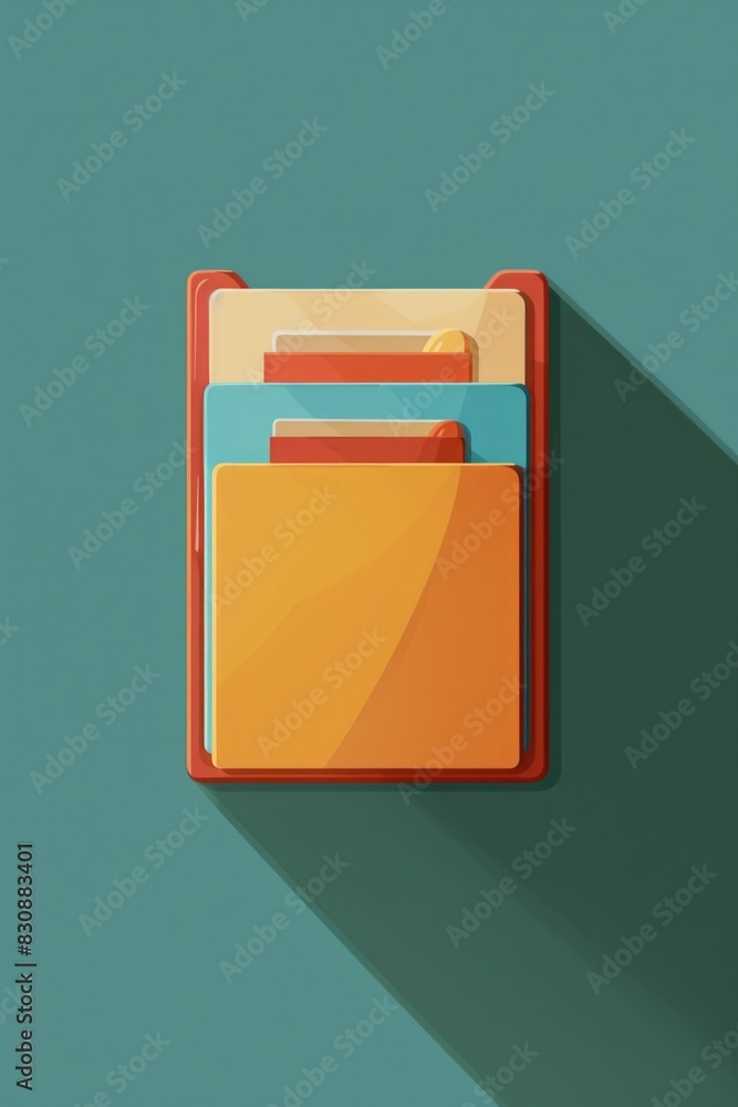 Poster Simple folder icon with a long shadow on a green background. Ideal for digital design projects