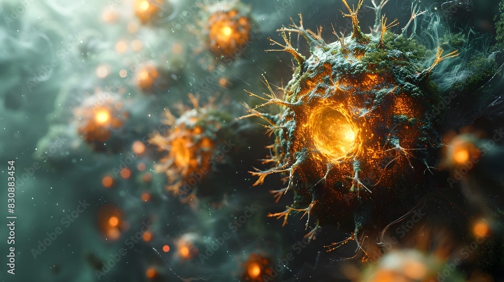 Aufkleber captivating glowing molecular structures in digital bioscience landscape