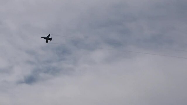 Military Army Fighter Jet impressive flypast at air base airshow