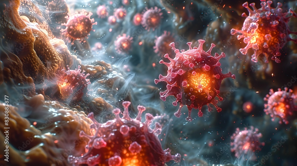 Aufkleber Captivating Microscopic View of Viral Pandemic Pathogen
