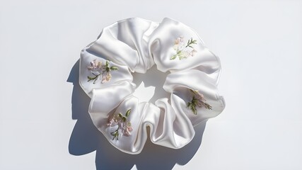 Beautiful white silk scrunchie.