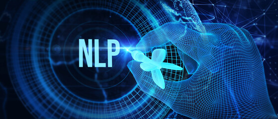 NLP Natural language processing AI Artificial intelligence. 3d illustration