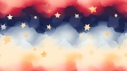 Stars among the clouds, multicolored festive greeting card background